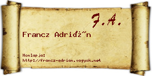 Francz Adrián névjegykártya